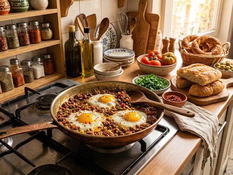 Kıymalı Yumurta ile Dakikalar İçinde Sofra Hazırlayın