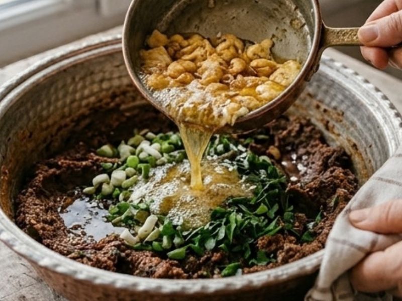 Sıcak Sade yağlı Yumurtanın Harca Eklenmesi
