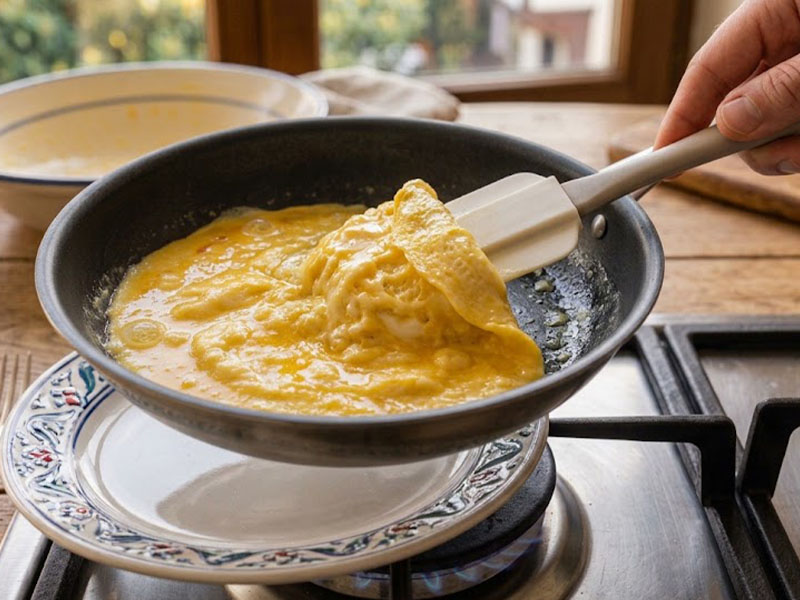 Yumurtayı tavaya ekledikten sonra fazla karıştırmayın