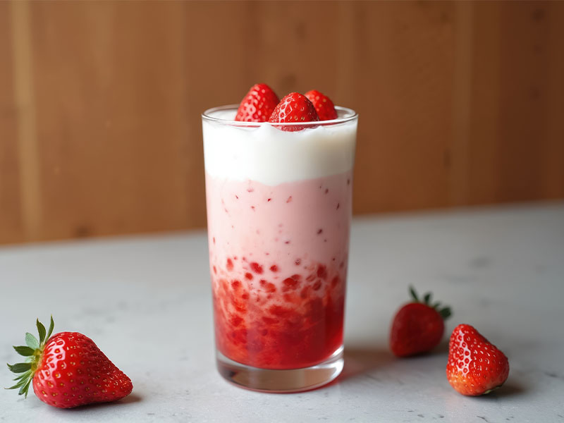 Çilekli Buzlu Latte