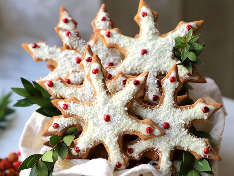 Beyaz çikolata ve hindistan cevizli kar kristalleri