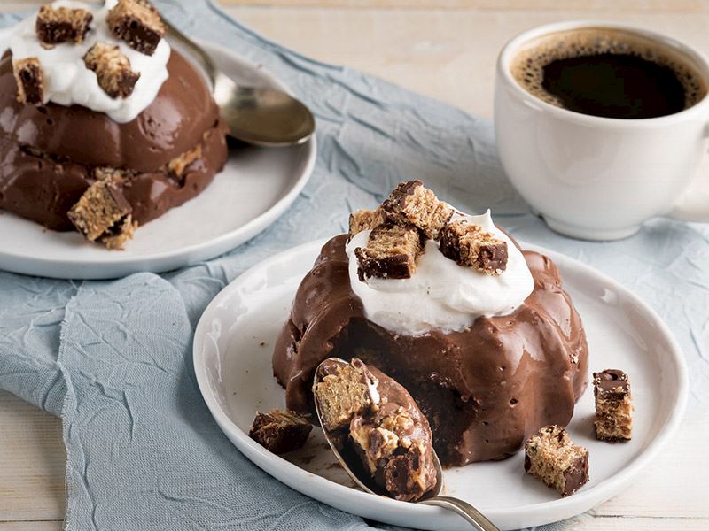 Çikolatalı gofretli puding tatlısı