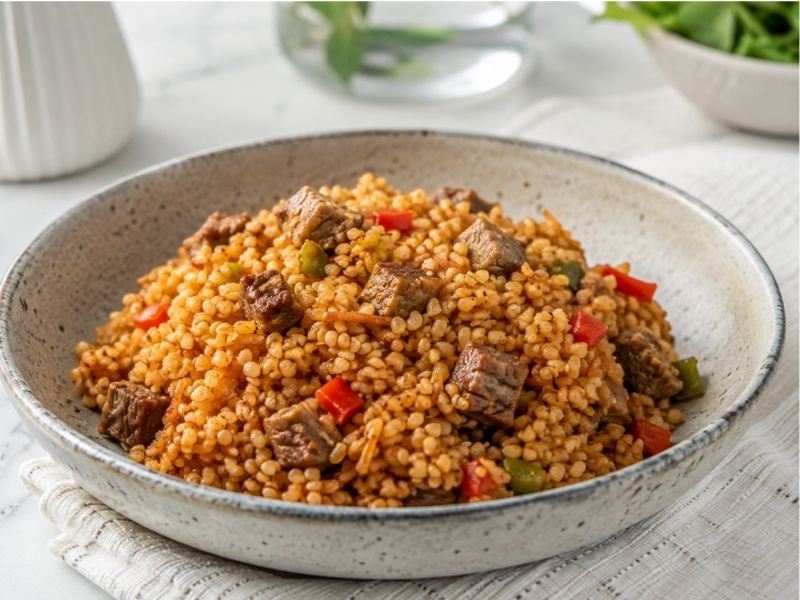 Dana Kuşbaşılı Tel Şehriyeli Bulgur Pilavı Tarifi