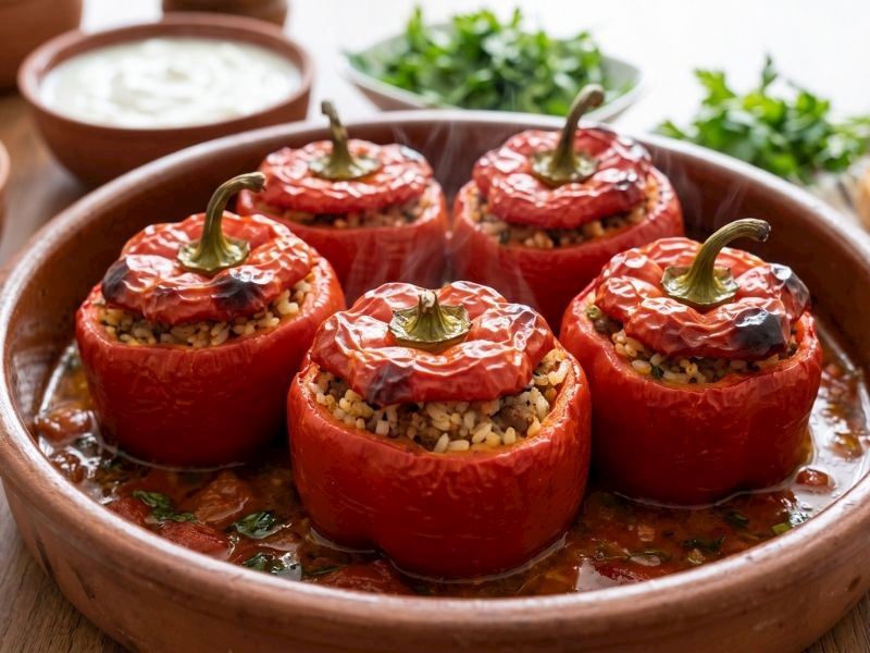 KIRMIZI KAPYA BİBER DOLMASI TARİFİ