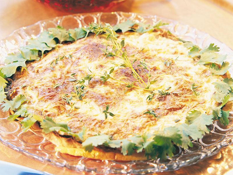 Phyllo-Torte mit Quark und Pilzen