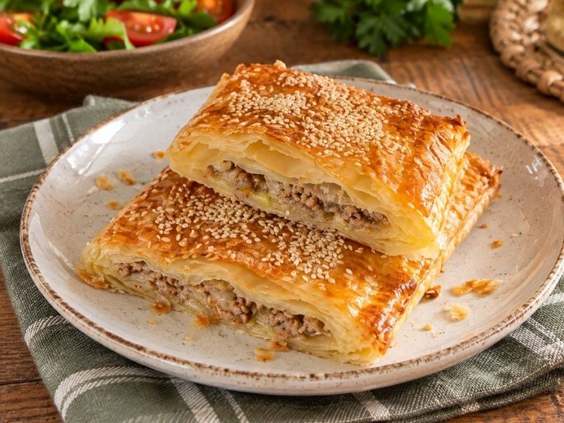 Milföy Hamurundan Hamburger Tadında Kıymalı Börek Tarifi