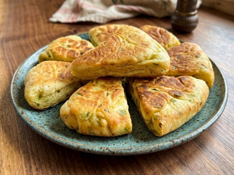 Tavada Patatesli Taze Soğanlı Çıtır Bazlama Çörek Tarifi