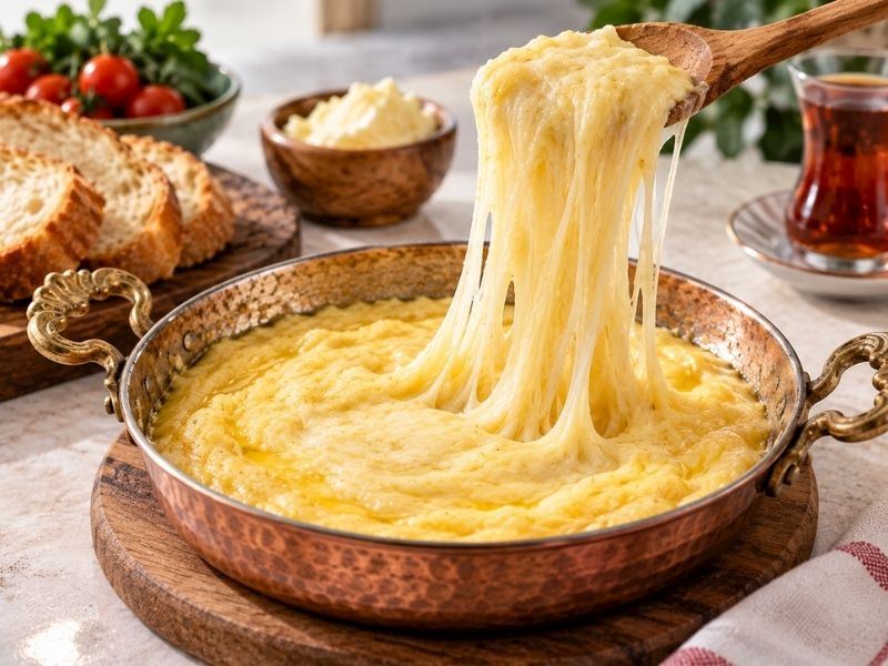 Peyniri Tel Tel Uzayan Kaymaklı Kuymak Tarifi