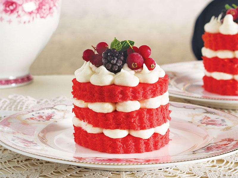 Minikuchen aus rotem Samt