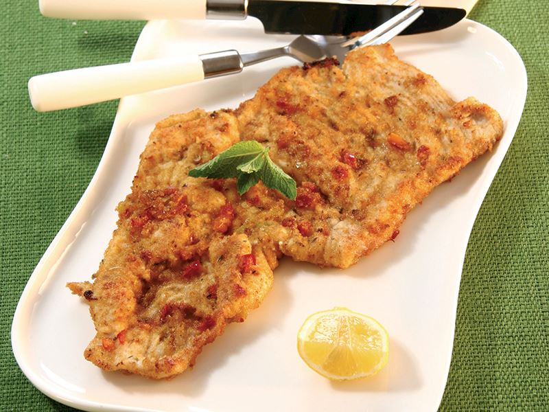 Renkli biberli tavuk şinitzel 