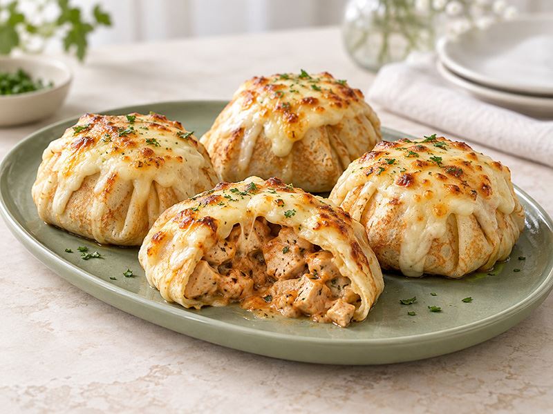 Soslu Tavuklu Krep Bohçası Tarifi