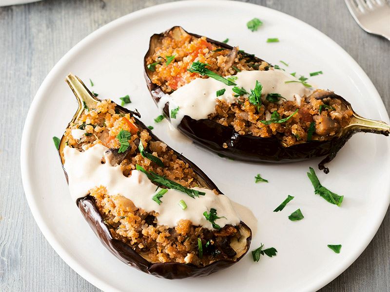 Tahin Soslu Kinoalı Patlıcan