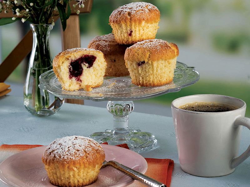 Vişne dolgulu limonlu muffin