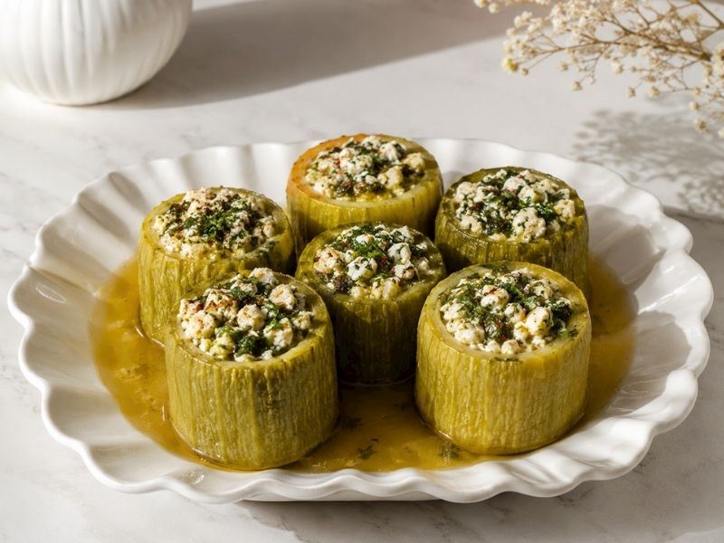 Zeytinyağlı Peynirli Sakız Kabağı Dolması