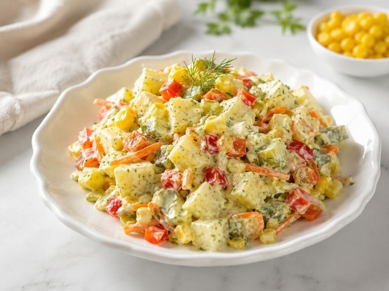 Hardallı Mısırlı Patates Salatası Tarifi
