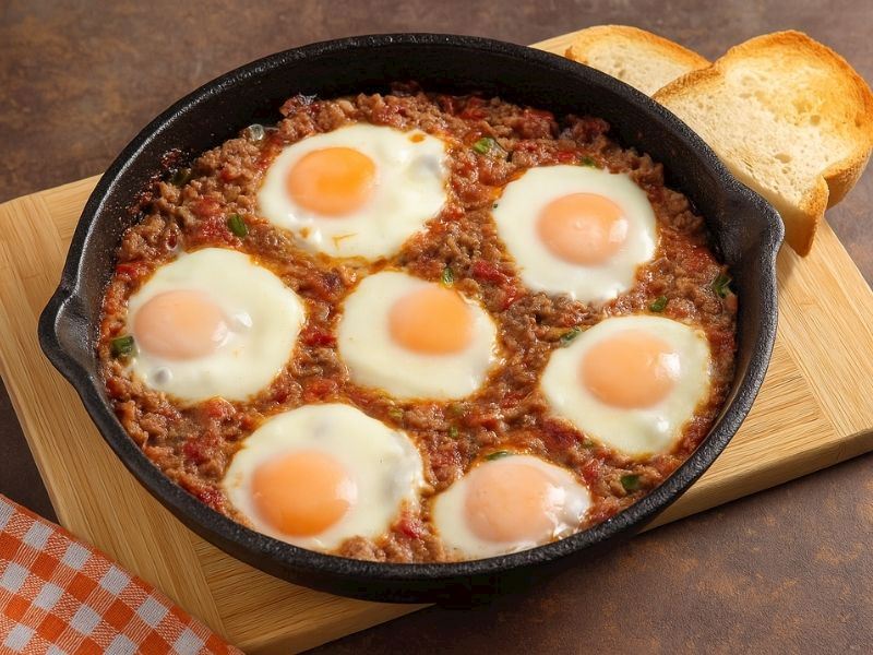 Kıymalı Pastırmalı Yumurta Tarifi